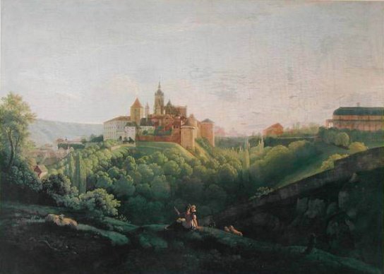 Antonín Mánes: Pohled na Pražský hrad od východu. (Volné dílo)