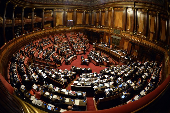 Italská horní komora parlamentu 22. dubna 2015. (Andreas Solaro / AFP / Getty Images)