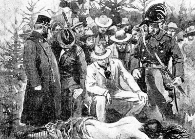 Historická kresba z místa nálezu zavražděné, v lesíku jménem Březina. (dobová pohlednice)