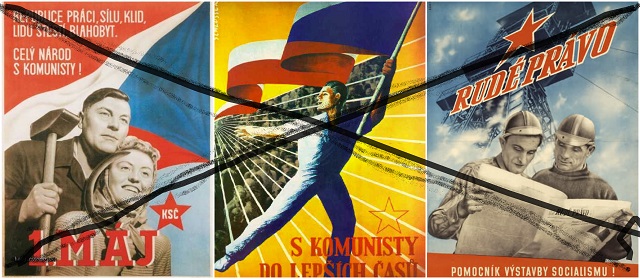 Propagandistické plakáty komunistické strany v bývalém Československu. (Volné dílo)